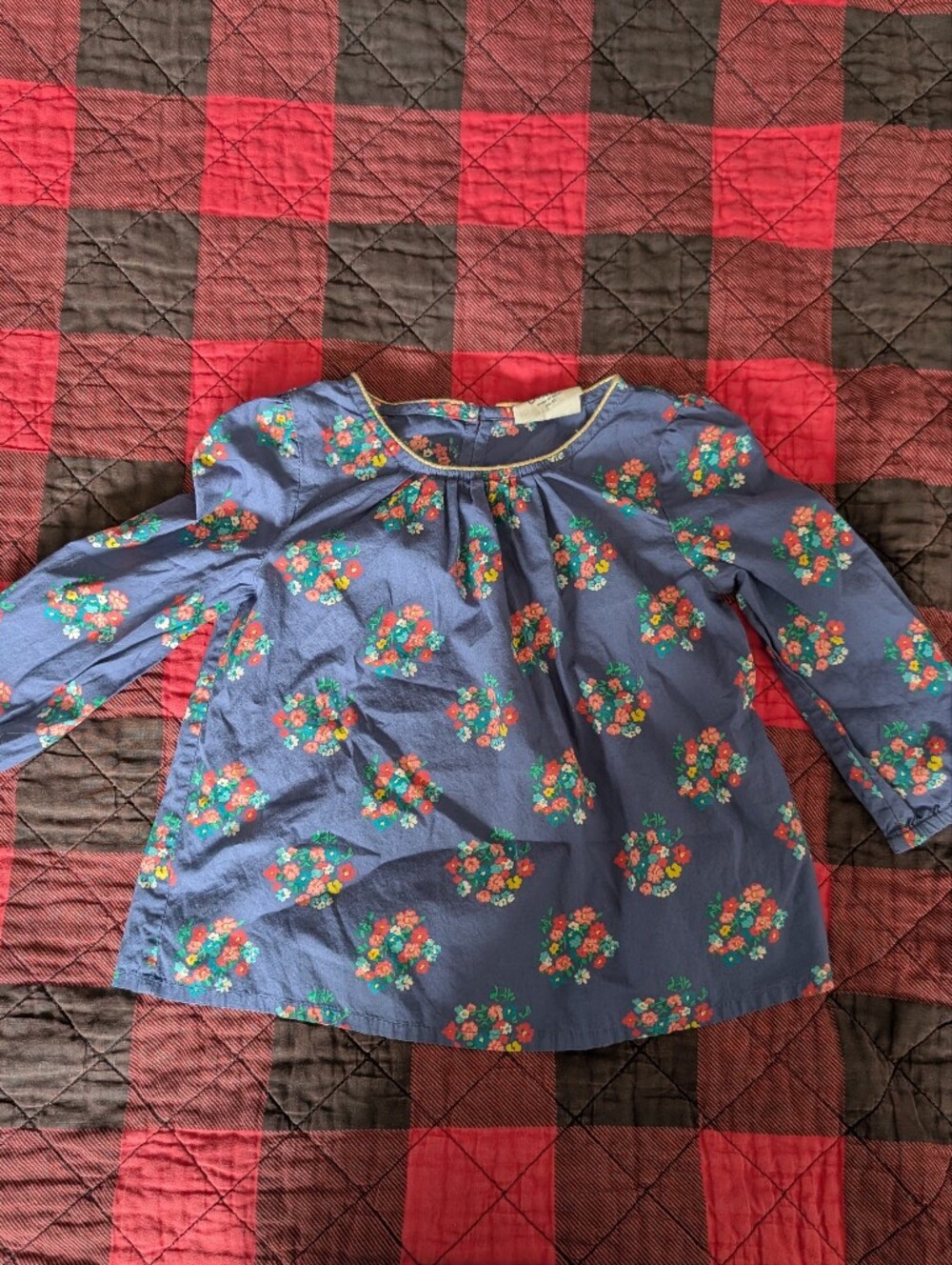 Mini Boden Girls' Navy Floral Long-Sleeve Top